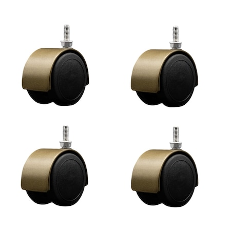 Service Caster 2'' Floor Safe Antique Hooded Twin Wheel Caster 1/4 Threaded Stem, 4PK SCC-TS02S50D-NYU-WA-142058-4